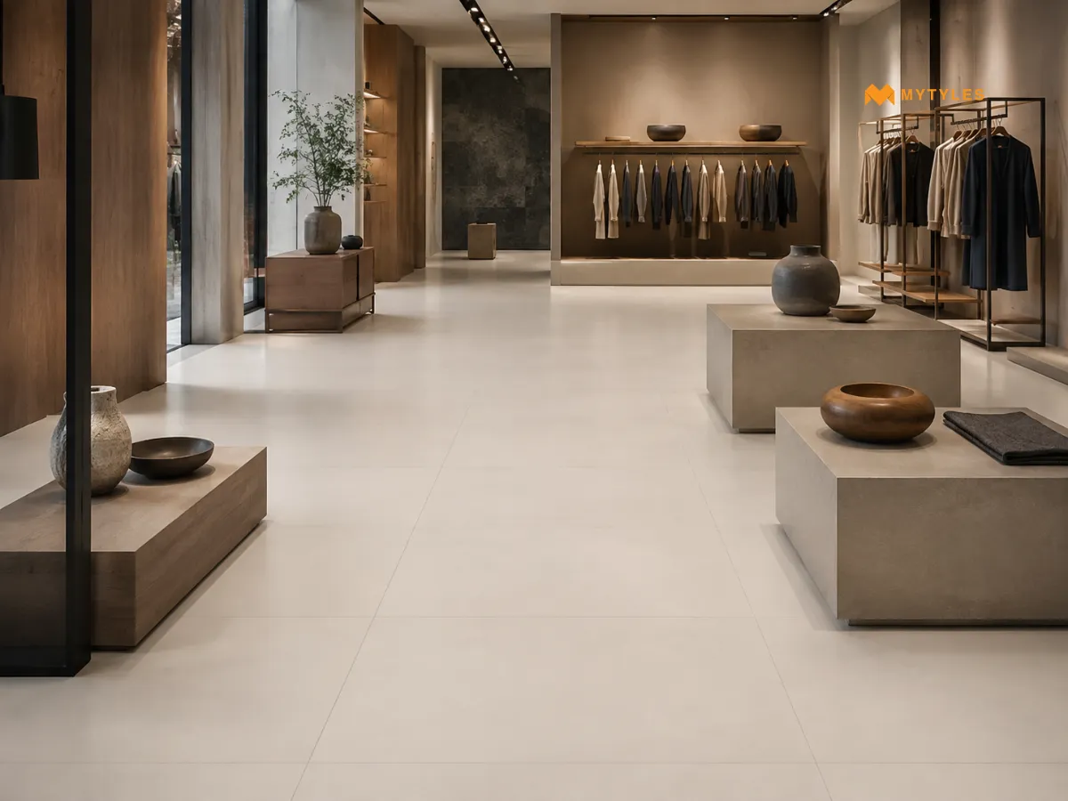 Cream Vitrified Matt Tile in Commercial Space